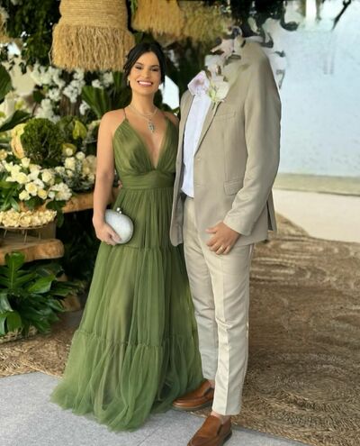 Oliver Green A Line V Neck Prom Dress Evening Formal Gown Sexy Birthday Party Gown