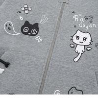 Cute Cat Print Zipper Up Hoodie Jacket - Thumbnail 6