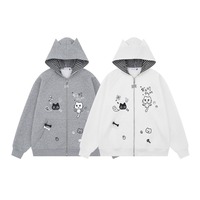 Cute Cat Print Zipper Up Hoodie Jacket - Thumbnail 3