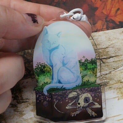 Rainbow bridge cat keychain
