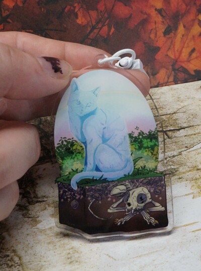 Rainbow Bridge Cat keychain