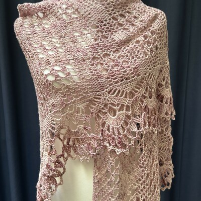 Outlander shawl: toasted mauve, beaded