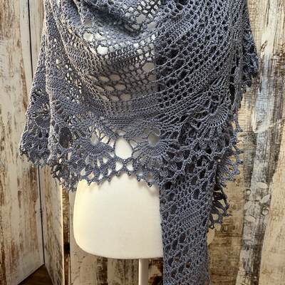 Outlander shawl: periwinkle blue, beaded