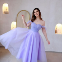Purple Tulle Prom Dress Elegant Homecoming Cocktail Evening Gown - Thumbnail 3