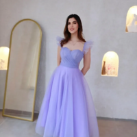 Purple Tulle Prom Dress Elegant Homecoming Cocktail Evening Gown - Thumbnail 5