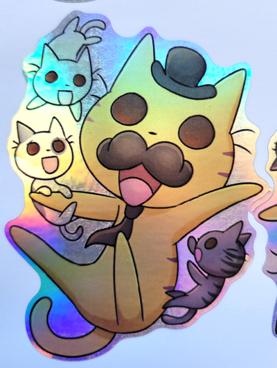 Mr.Cat & Kids Holo Sticker