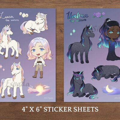 Luca & umbra the unicorn - 4x6" sticker sheets