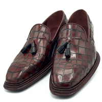 Crafted Leather Classic Brown Crocodile Leather Tassel Loafers Dress Shoes - Thumbnail 2