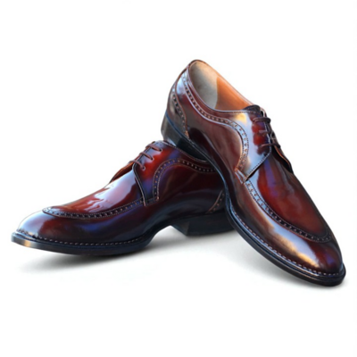 Crafted Leather Men Burgundy Patina Leather Lace up Oxford Dress Shoes