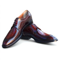 Crafted Leather Men Burgundy Patina Leather Lace up Oxford Dress Shoes - Thumbnail 2