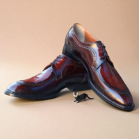 Crafted Leather Men Burgundy Patina Leather Lace up Oxford Dress Shoes - Thumbnail 1