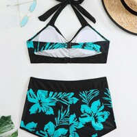 Women Beachwear Ladies Vest Tankini Swimwear Bathing Suit Two Pieces - Thumbnail 1