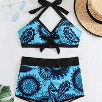 Women Beachwear Ladies Vest Tankini Swimwear Bathing Suit Two Pieces - Thumbnail 3