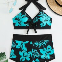 Women Beachwear Ladies Vest Tankini Swimwear Bathing Suit Two Pieces - Thumbnail 4