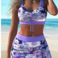Women Elegant Printed Plus Size Swimwear  - Thumbnail 3