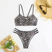 Women New Summer Swimwear Bikini Set Sexy Leopard Spaghetti Strap Bikini 2 Piece Set  - Thumbnail 2
