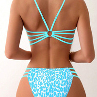 Women New Summer Swimwear Bikini Set Sexy Leopard Spaghetti Strap Bikini 2 Piece Set  - Thumbnail 6