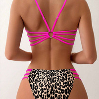 Women New Summer Swimwear Bikini Set Sexy Leopard Spaghetti Strap Bikini 2 Piece Set  - Thumbnail 8