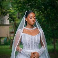 Mermaid Wedding Dress, Lace Appliques African Girls Bridal Dress Bridal Gown - Thumbnail 1