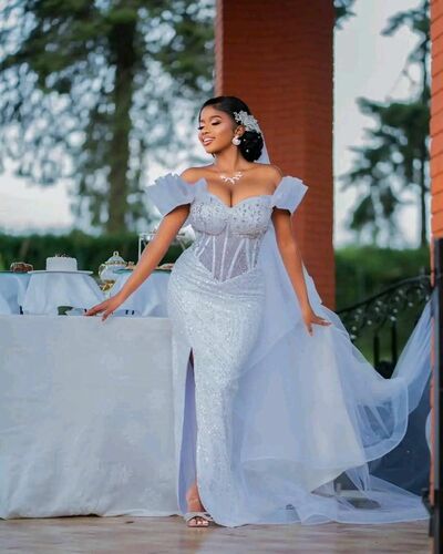 Luxury Wedding Dress, Mermaid Sequins Bridal Dress Bridal Gown