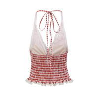 Heavy Plaid Lace Halter Top - Thumbnail 4