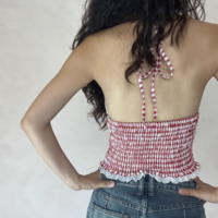 Heavy Plaid Lace Halter Top - Thumbnail 7