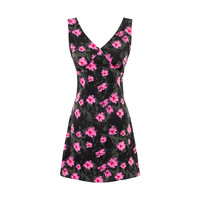 Vacation style casual waist sexy V-neck printed dress - Thumbnail 1