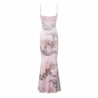 V-neck sexy lace hip-wrapped fishtail skirt long dress - Thumbnail 1