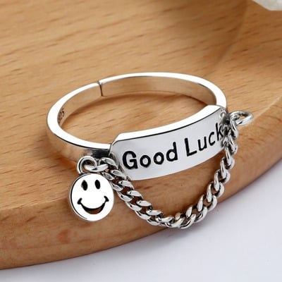 Good Luck Smiley Open Ring