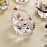 5pcs cute cat crystal glass seasoning dipping dish chopstick holder - Thumbnail 5