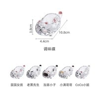 5pcs cute cat crystal glass seasoning dipping dish chopstick holder - Thumbnail 6
