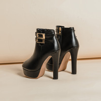 Thick heel belt buckle waterproof platform ankle boots Martin boots - Thumbnail 3