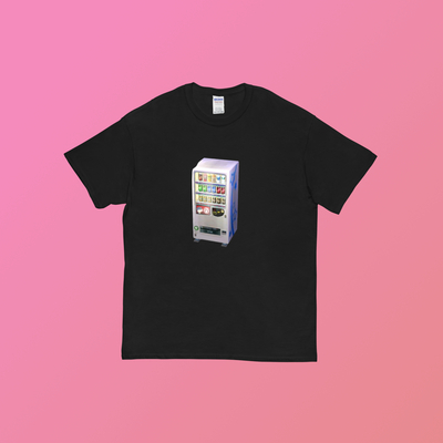 Japan retro 3d cold drink vending machine t shirt black