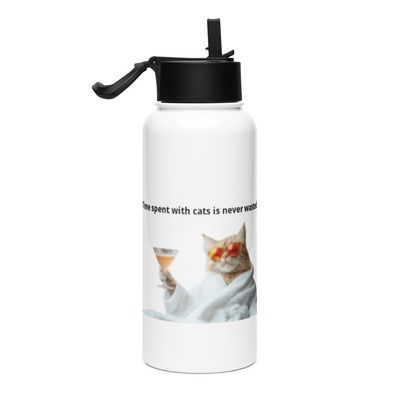 Stainless steel water bottle with a straw lid