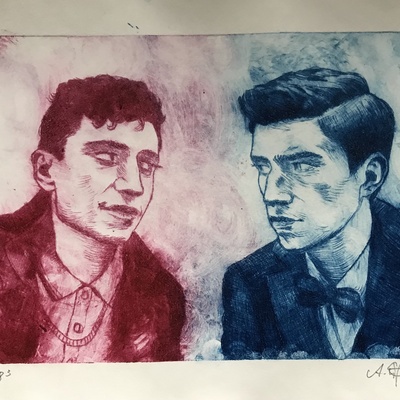 Dead boy detectives artprint: "the boys" (red & blue)