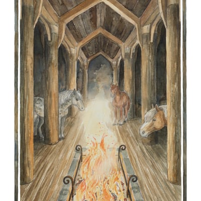 Tolkien a4 artprint: "the fire in beorn’s hall" - Thumbnail 1