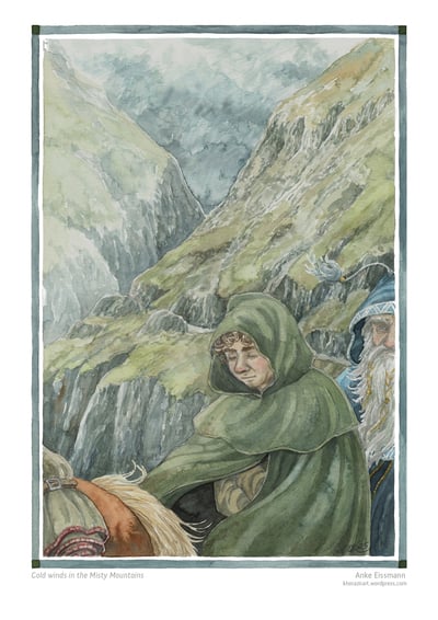 Tolkien A4 Artprint: "Cold winds in the Misty Mountains"