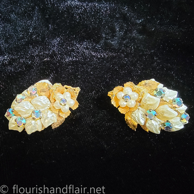 Gold floral earrings