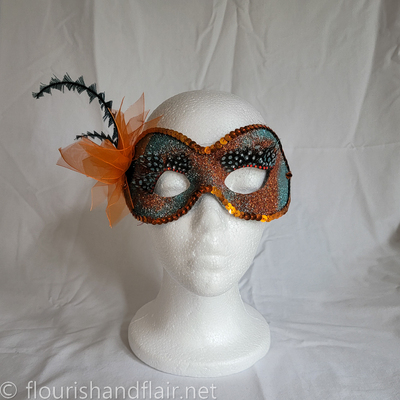 Orange and blue half mask