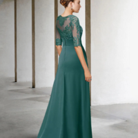 Gorgeous Beach Chiffon Mother of Bride Dresses with 3/4 Sleeve Lace  - Thumbnail 1