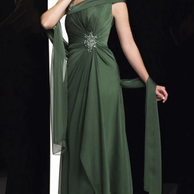 Sheath sage green pleat chiffon mother of bride/groom dresses with beading