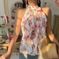 floral print layered top - Thumbnail 2