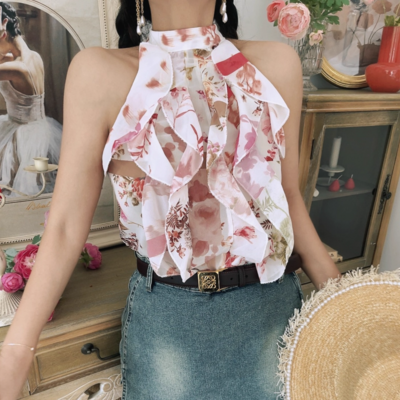 Floral print layered top