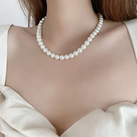 Classic Elegant White Pearl Chokers Necklace For Women Men - Thumbnail 2