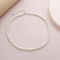 Classic Elegant White Pearl Chokers Necklace For Women Men - Thumbnail 7