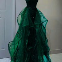Halter A Line Green Sequins Tulle Long Party Dress, Evening Dress - Thumbnail 1