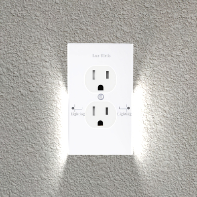2Pack Wall Outlet Plate LED Night Light, Illuminated Plug Cover With Sensor Inductive Guidelight Easy Snap On No Wire Or Battery Needed