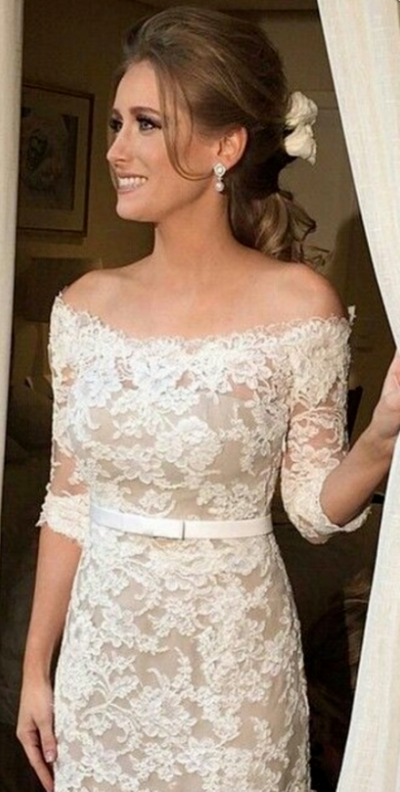 Mermaid Half Sleeve Lace Wedding Dresses