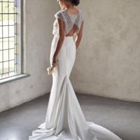 Mermaid Two Pieces Capped Sleeves Wedding Dresses With Sequins Top  - Thumbnail 1