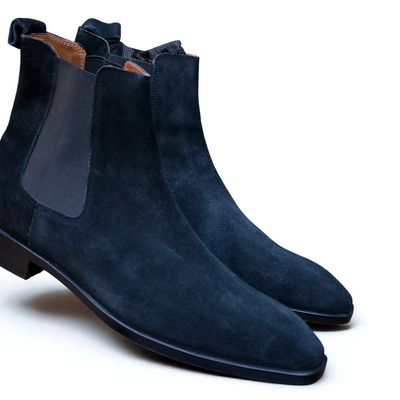 Crafted leather classic handmade black suede leather chelsea boot